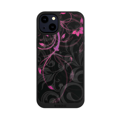 Apple iPhone 14 Plus NIVOpure Black and Pink Autumn Flowers 