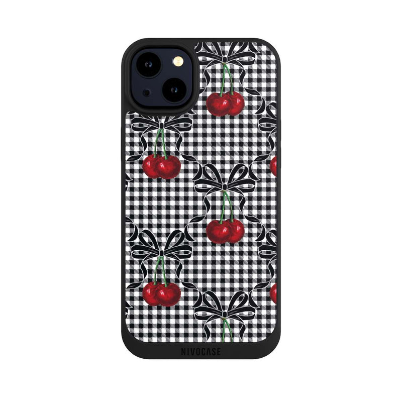 iPhone 14 Plus NIVOpure Kirschen Muster Schwarz