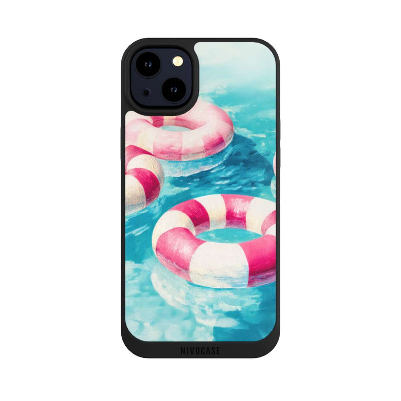 iPhone 14 Plus NIVOpure Striped Swim Rings in The Pool