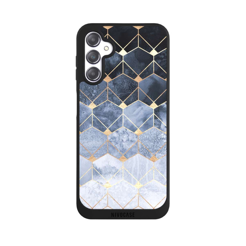 Galaxy A14 5G NIVOpure Blaue Sechsecke und Diamanten Golddruck