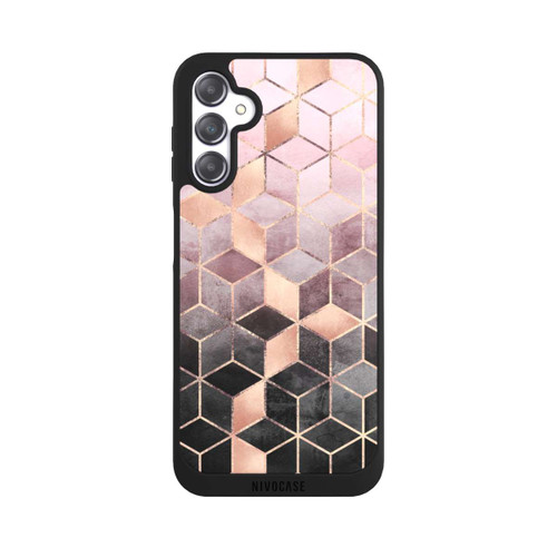 Samsung Galaxy A14 5G NIVOpure Imprimé Cubes Dégradés Gris Rose
