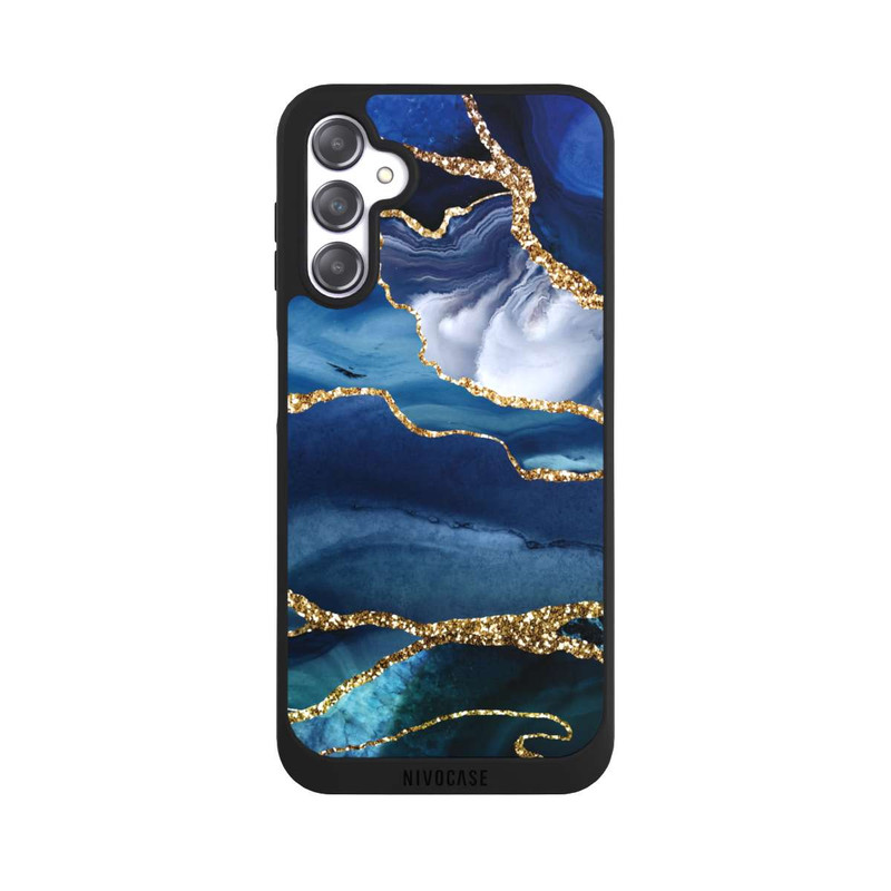 Galaxy A14 5G NIVOpure  Blauer Marmor Gold Glitzer Look