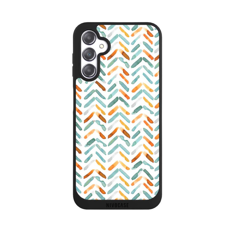 Galaxy A14 5G NIVOpure Elegantes Herbstchevron Blau Orange