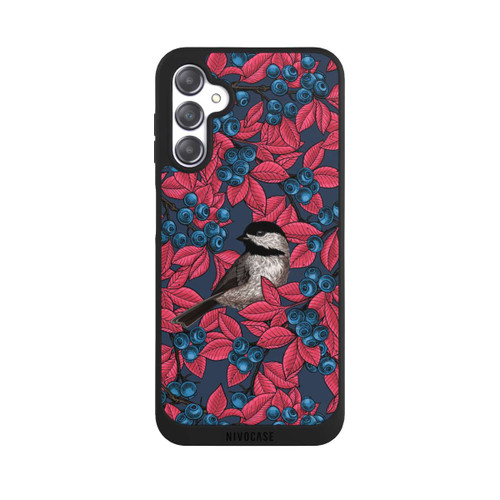 Samsung Galaxy A14 5G NIVOpure Blaubeeren und Vögel auf Navy