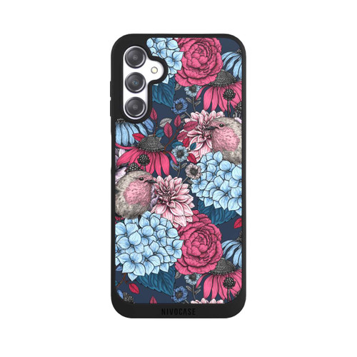 Samsung Galaxy A14 5G NIVOpure Vögel und Blumen Petrolrot