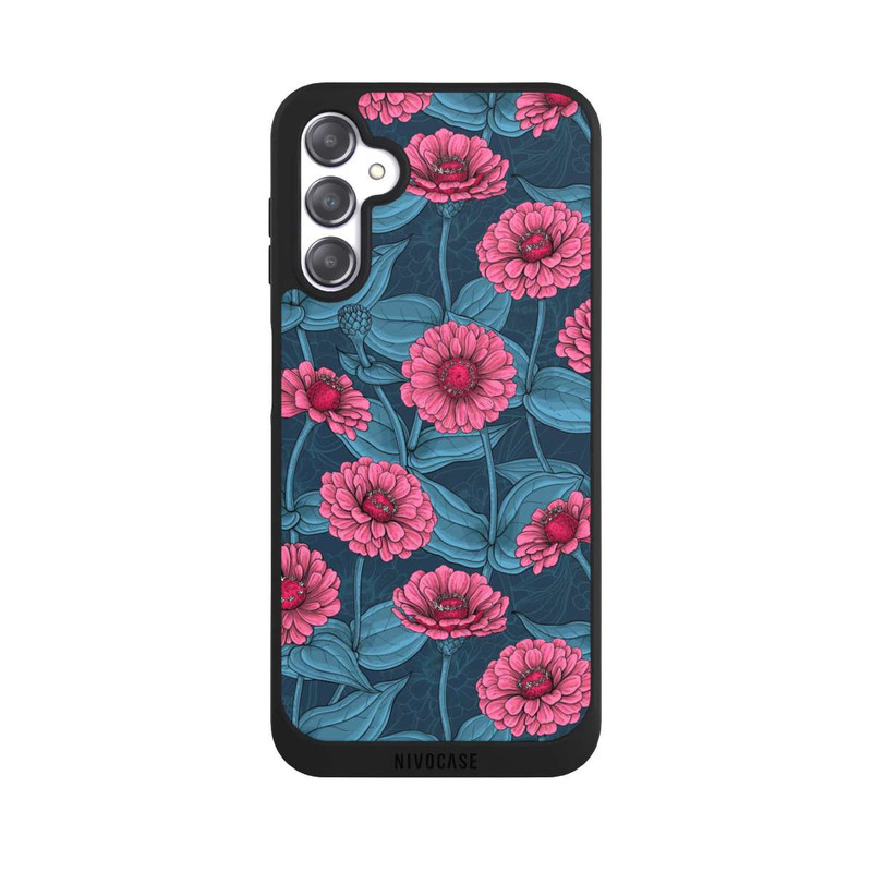Galaxy A14 5G NIVOpure Rosa Blumen auf Blauem Hintergrund