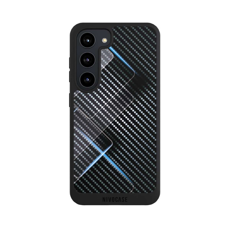 Galaxy S23 NIVOpure Blaue Linien auf Karbon