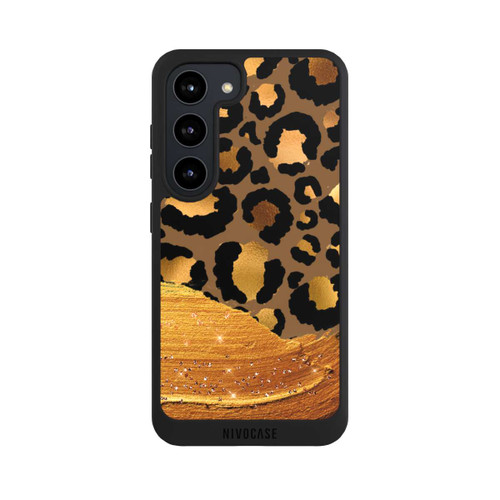 Samsung Galaxy S23 NIVOpure Look pailleté léopard doré foncé