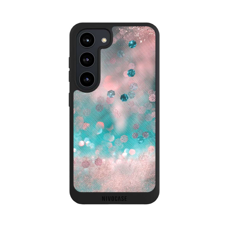 Galaxy S23 NIVOpure Look pailleté glamour turquoise