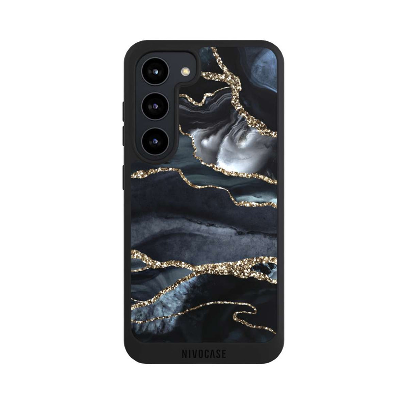Galaxy S23 NIVOpure Dark Marble Gold Glitter Look