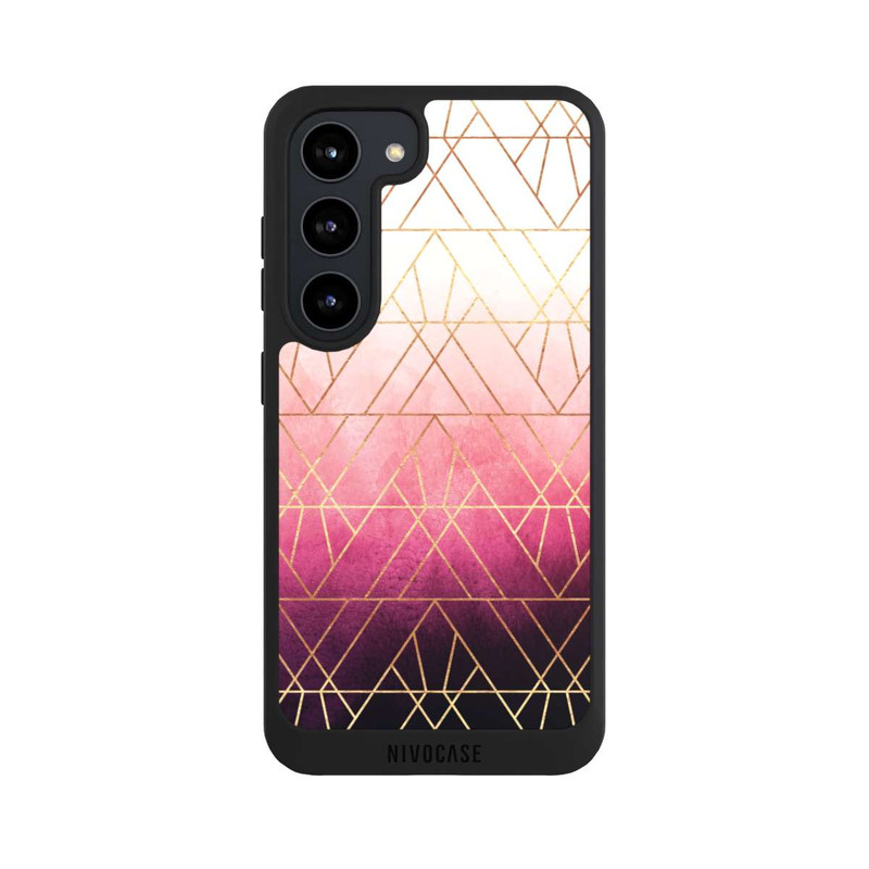 Galaxy S23 NIVOpure Triangles ombrés roses imprimé doré