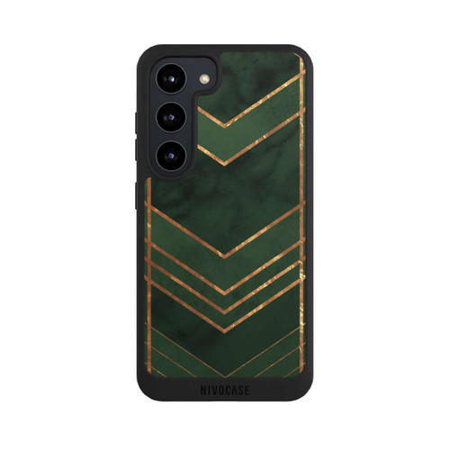 Samsung Galaxy S23 NIVOpure Dunkelgrün gemustert Goldene Streifen
