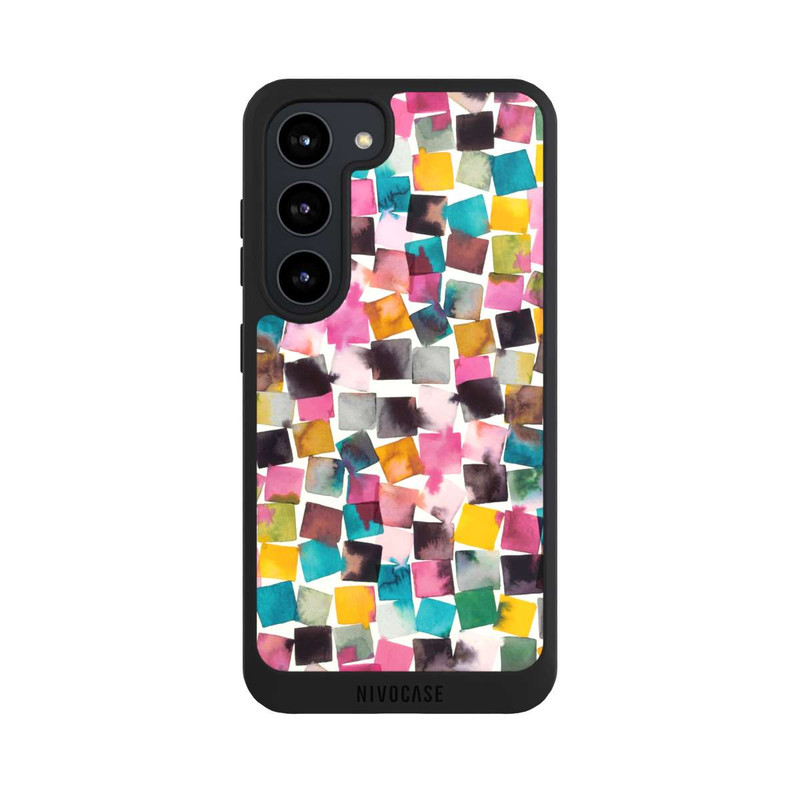 Galaxy S23 NIVOpure Aquarell geometrische Plaids rosa