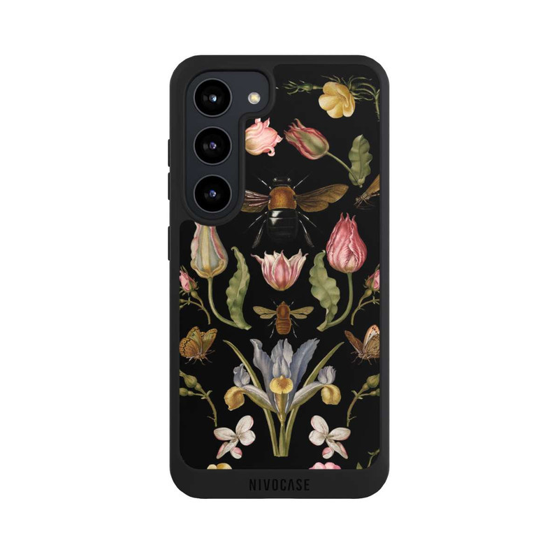 Galaxy S23 NIVOpure Fleurs Sauvages et Abeilles Fond Noir