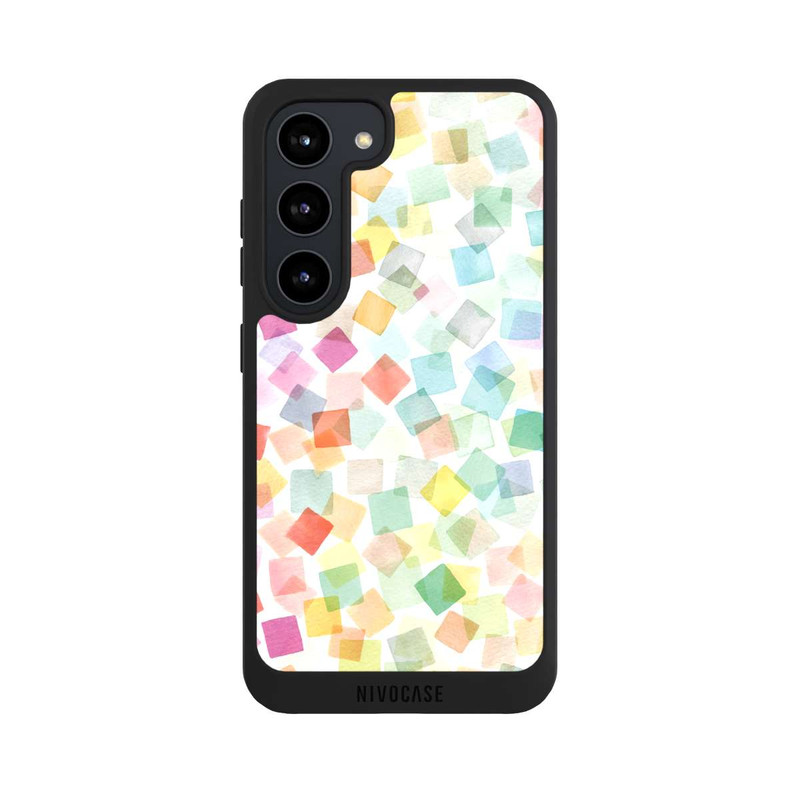 Galaxy S23 NIVOpure Konfetti geometrische Plaids Regenbogen