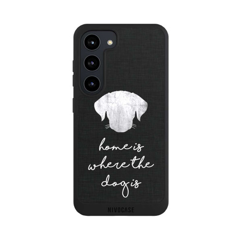 Samsung Galaxy S23 NIVOpure Home Is Where The Dog Is - Weiß auf Schwarz