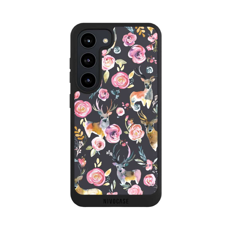 Galaxy S23 NIVOpure Cerfs et fleurs Anthracite