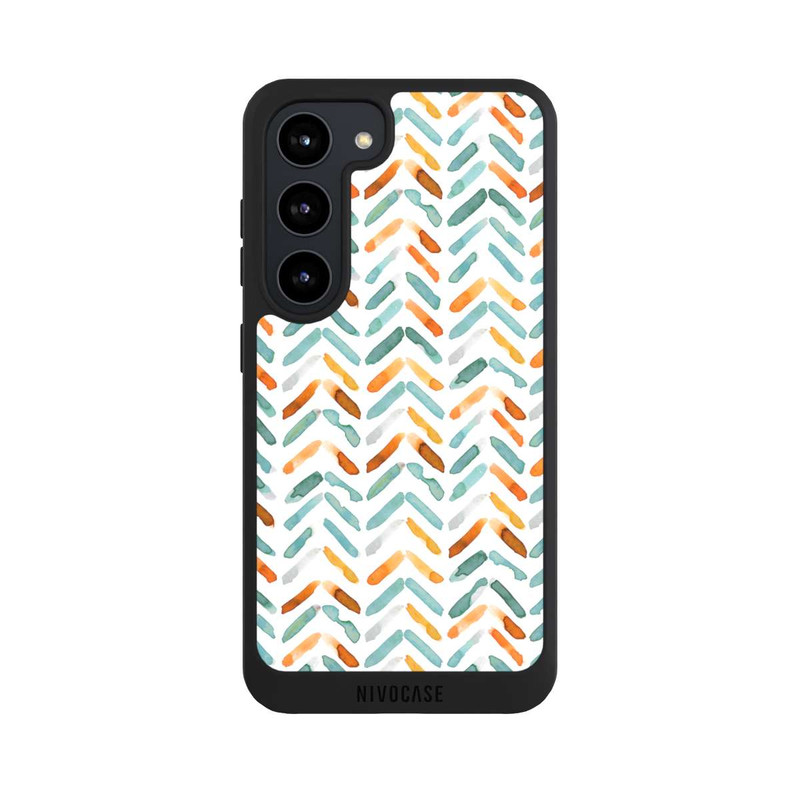 Galaxy S23 NIVOpure Elegantes Herbstchevron Blau Orange