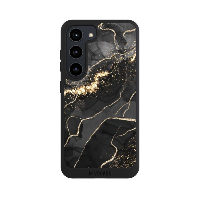 Galaxy S23 NIVOpure Look Spirales de Marbre Sombre & Or