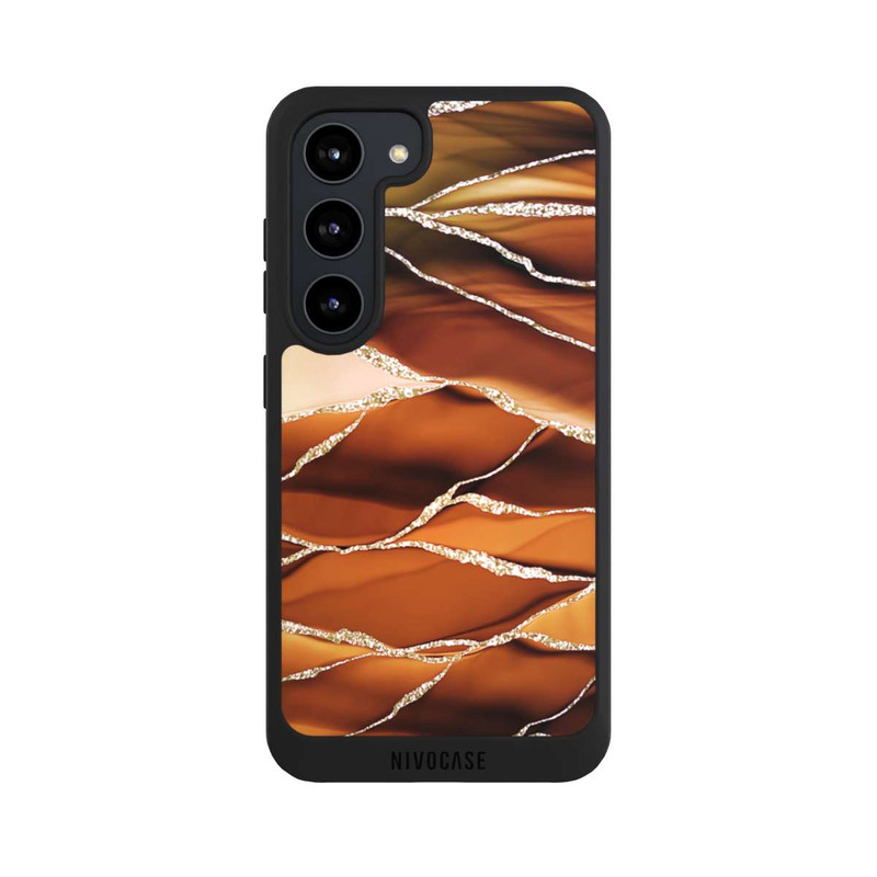 Galaxy S23 NIVOpure Brown Marble Stripes Glitter Look