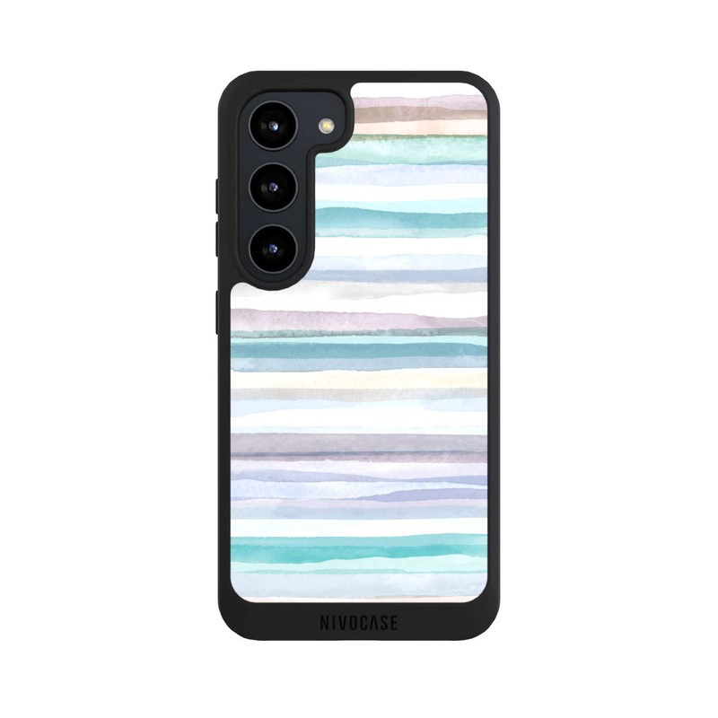 Galaxy S23 NIVOpure Rayures pastel bleu