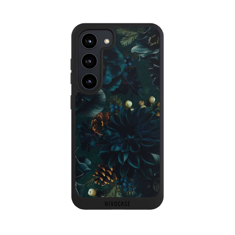 Galaxy S23 NIVOpure Motif de fleurs vert et bleu