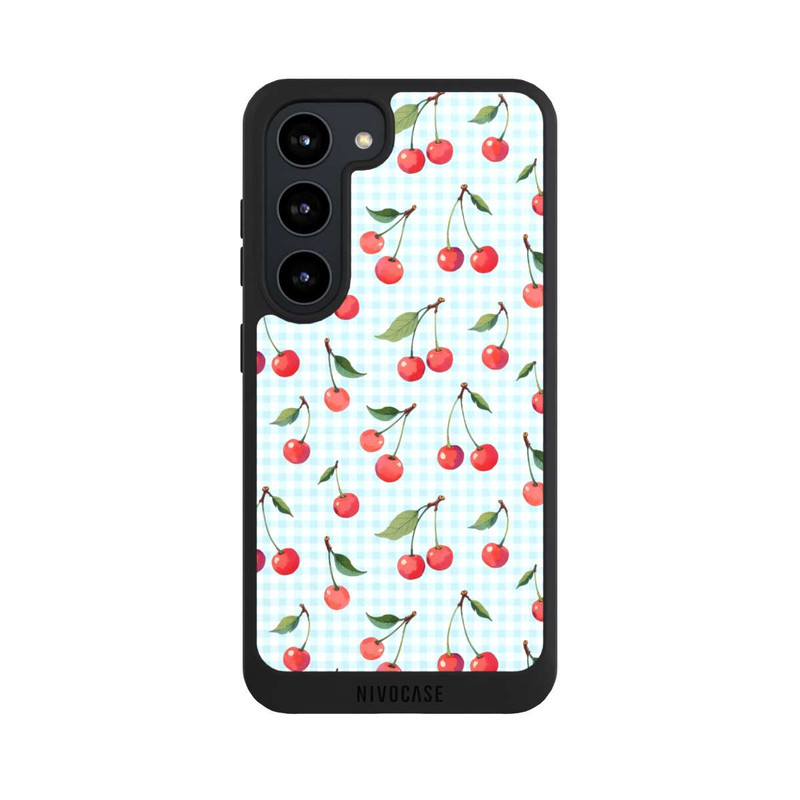 Galaxy S23 NIVOpure Cherries and Blue Gingham