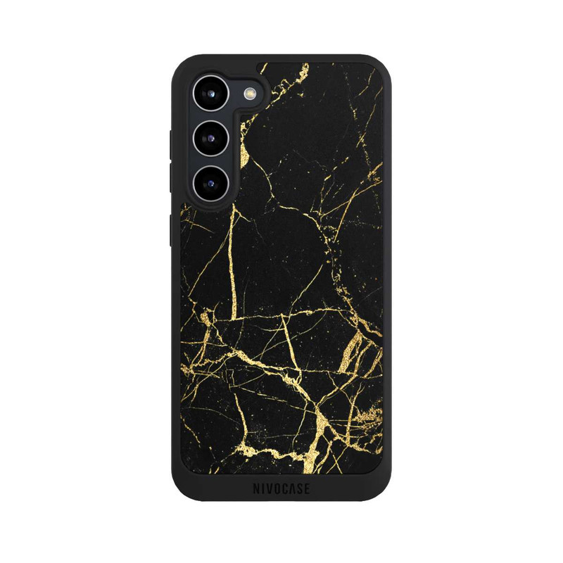 Galaxy S23 + NIVOpure Schwarzgoldener Marmor-Look