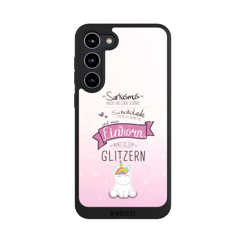 Galaxy S23 + NIVOpure Einhorn Glitzer Spruch