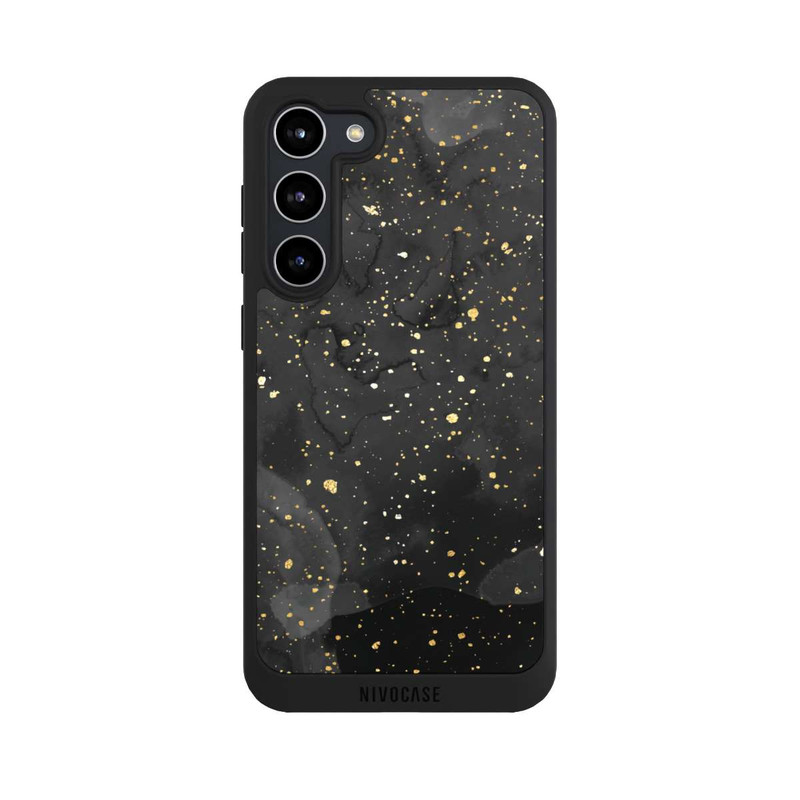 Galaxy S23 + NIVOpure Glitzernder Marmor-Schwarz-Gold-Look
