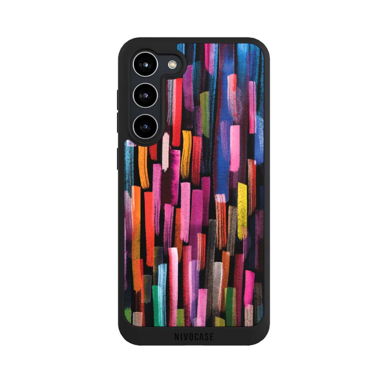 Galaxy S23 + NIVOpure Bunte Pinselstriche schwarz