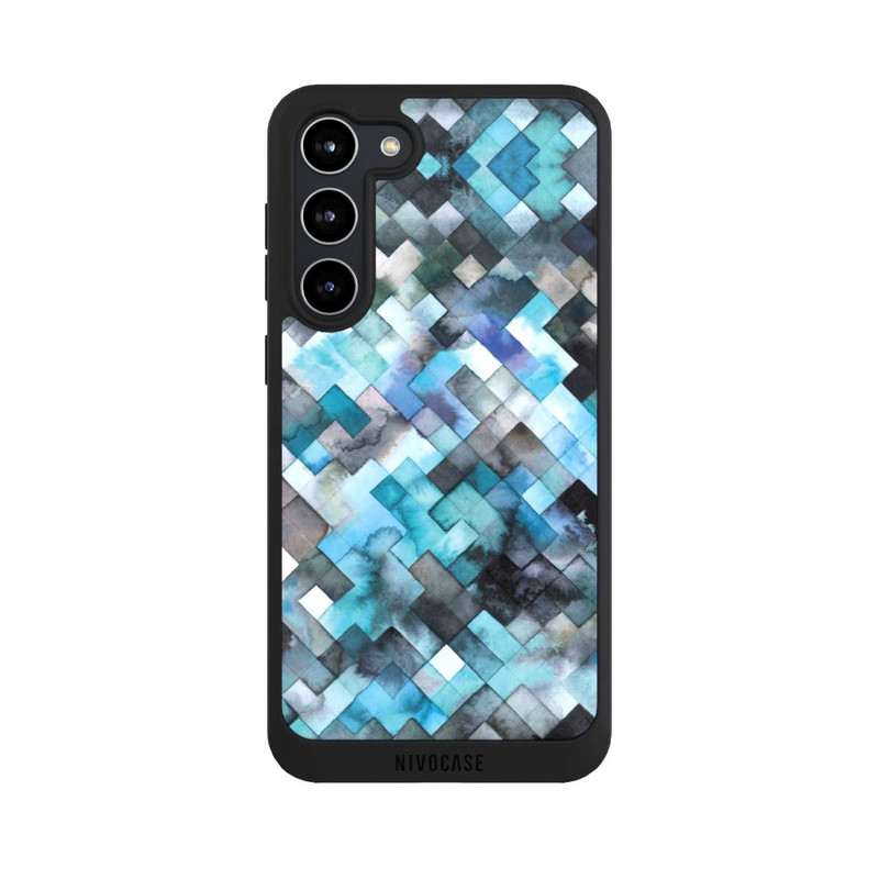 Galaxy S23 + NIVOpure stimmungsvolles geometrisches Muster blau