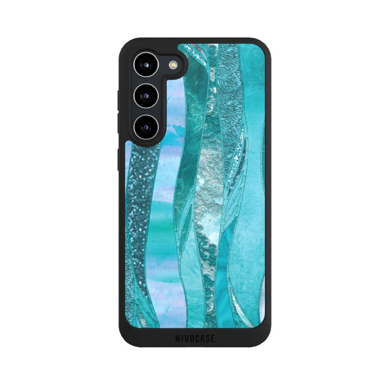 Galaxy S23 + NIVOpure glamouröser Glitzerlook blau