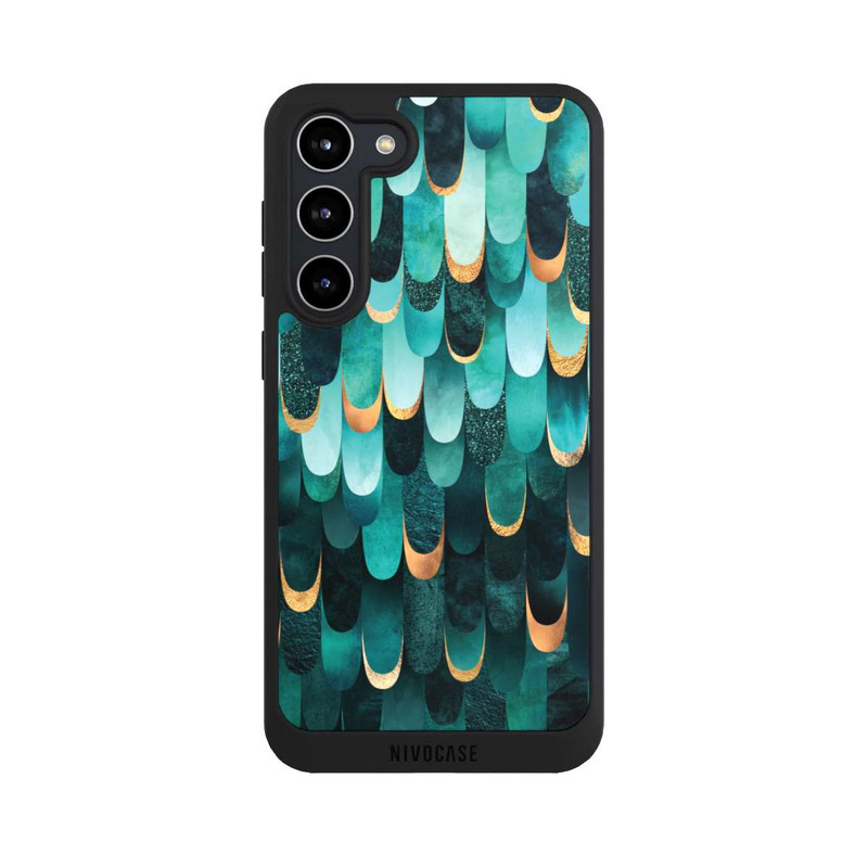Galaxy S23 + NIVOpure Gefiedert Türkis Golddruck