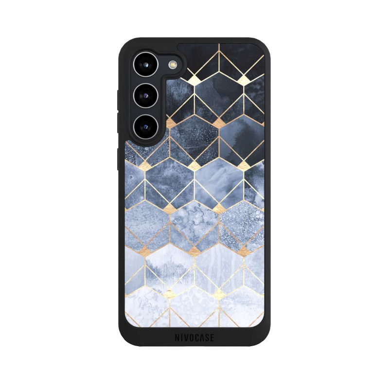 Galaxy S23 + NIVOpure Impression Or Hexagones Bleus Et Diamants