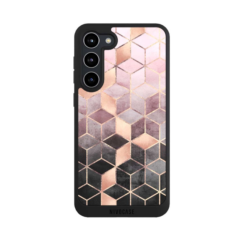 Galaxy S23 + NIVOpure Pink Grey Gradient Cubes Print
