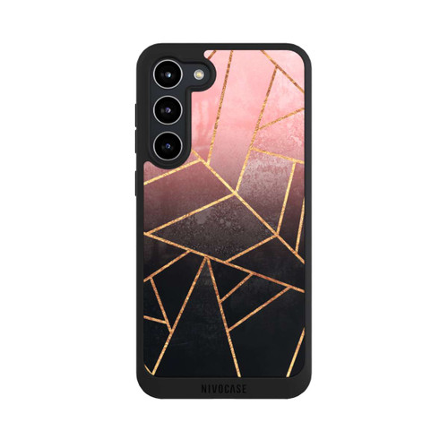 Samsung Galaxy S23+ NIVOpure Pinker und Schwarzer Stein Gold Druck