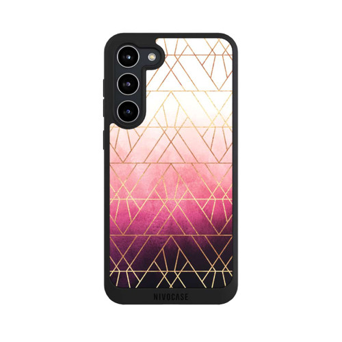 Samsung Galaxy S23+ NIVOpure Pink Ombre Dreiecke Golddruck