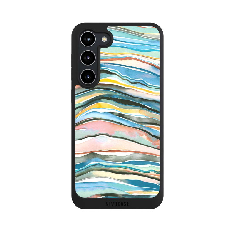 Galaxy S23 + NIVOpure Couches d'agate aquarelle bleues