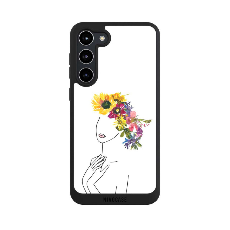 Galaxy S23 + NIVOpure Line Art Frau mit Blumenkrone
