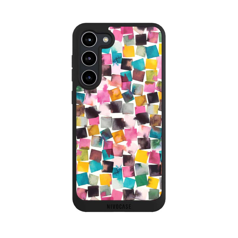 Galaxy S23 + NIVOpure Aquarell geometrische Plaids rosa
