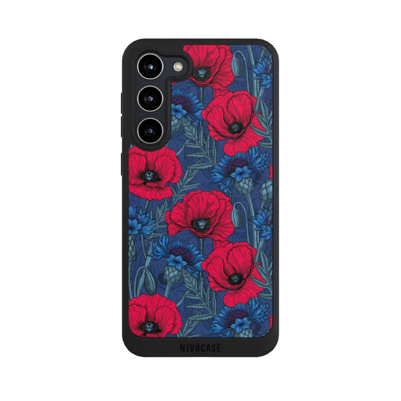 Galaxy S23 + NIVOpure Mohnblumen und Kornblumen auf Blau