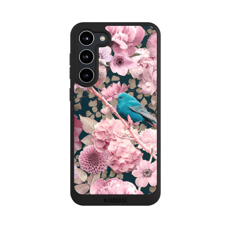 Galaxy S23 + NIVOpure Moineaux à motif de fleurs roses