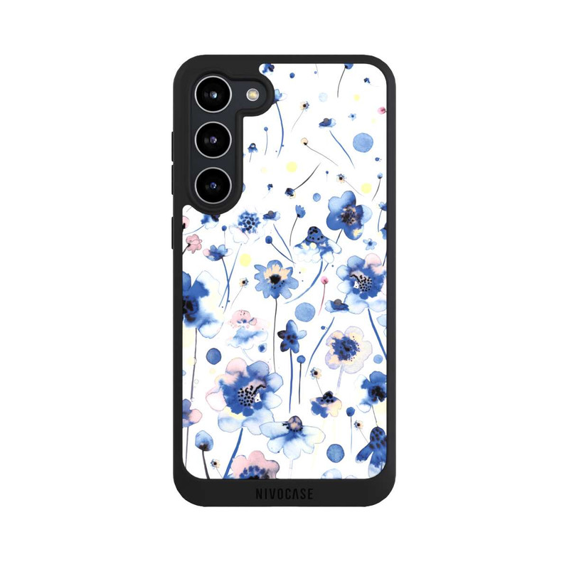 Galaxy S23 + NIVOpure Aquarelltinte blaue Blumen