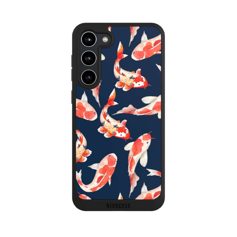 Galaxy S23 + NIVOpure Koi auf blauem Hintergrund