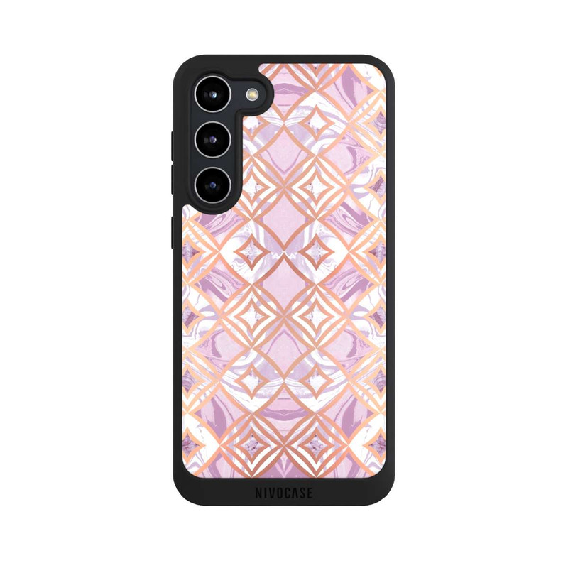 Galaxy S23 + NIVOpure Pink Gold Rhombic Marble Tiles
