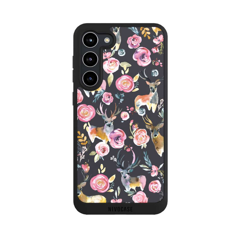 Galaxy S23 + NIVOpure Hirsche und Blumen Anthrazit