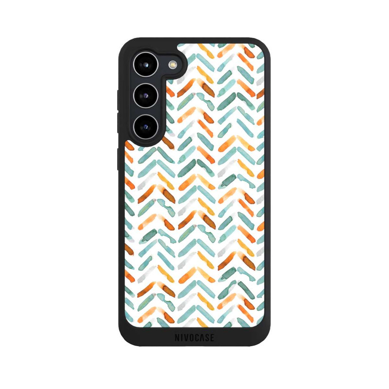 Galaxy S23 + NIVOpure Elegantes Herbstchevron Blau Orange