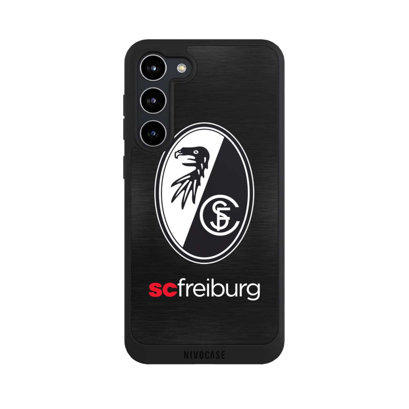 Galaxy S23 + NIVOpure  Kratzen Metall Hintergrund mit dem Schriftzug  Horizontal SC Freiburg