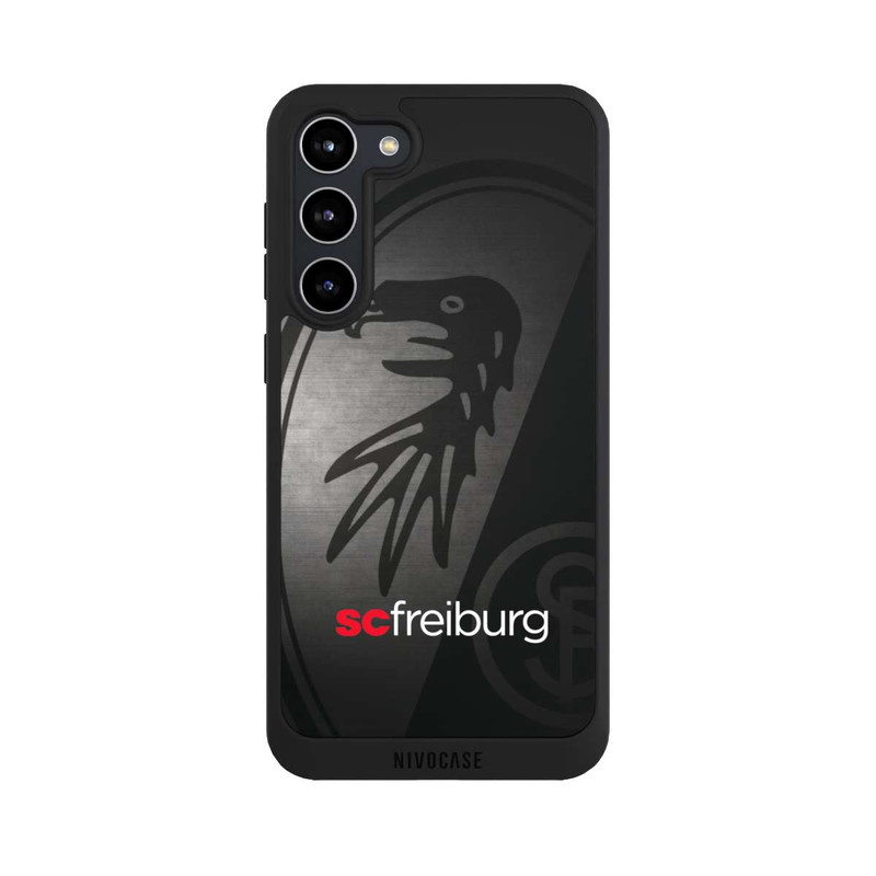 Galaxy S23 + NIVOpure Dot Metall Hintergrund mit dem Schriftzug SC Freiburg